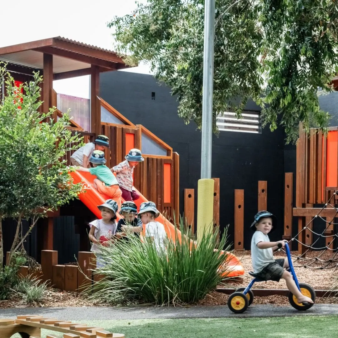 Children exploring the native garden and outdoor learning spaces