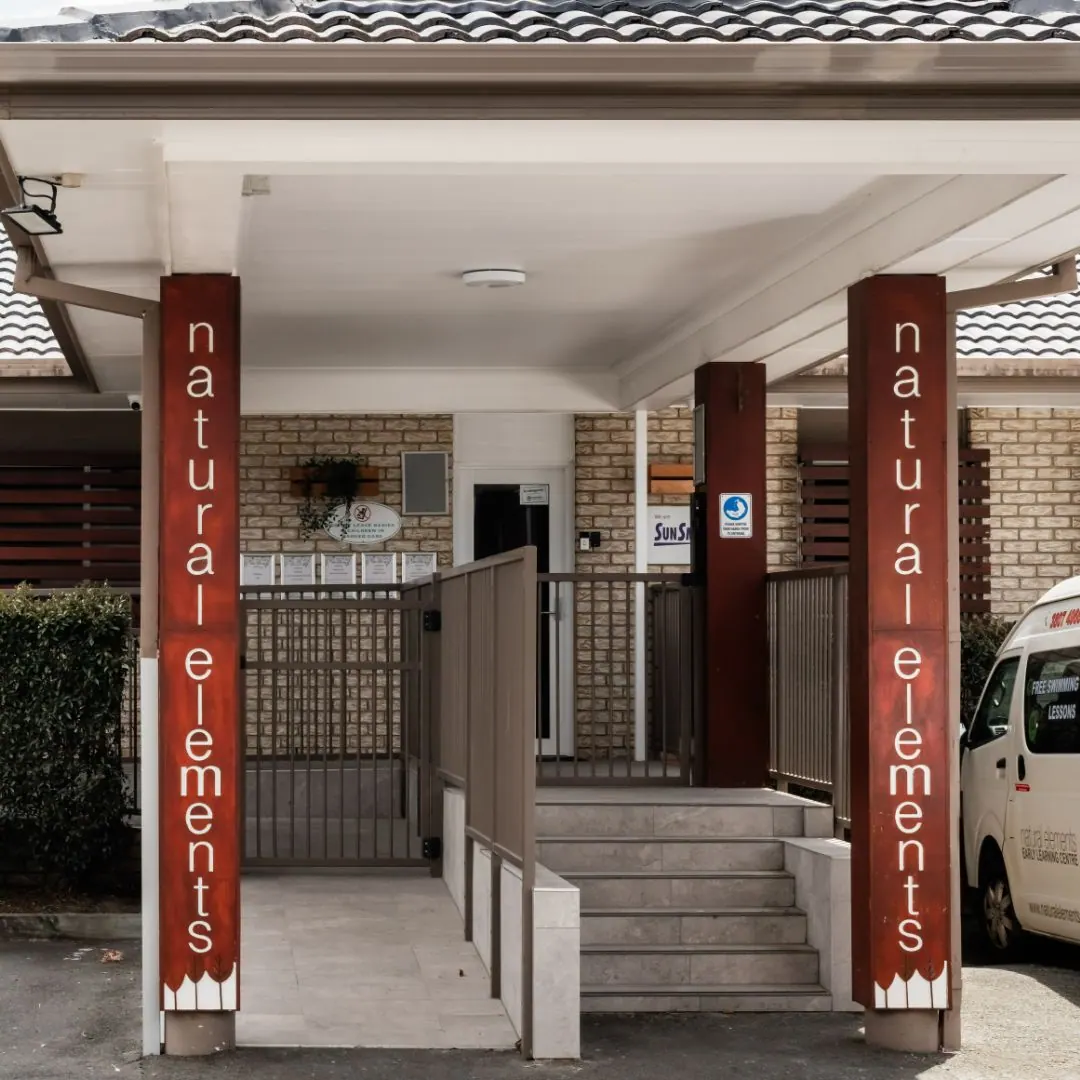 Timber Natural Elements entry signage at the Eagleby campus